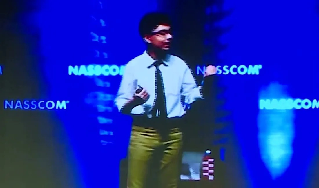 Tanmay Bakshi at nasscom, 2017 · age 13